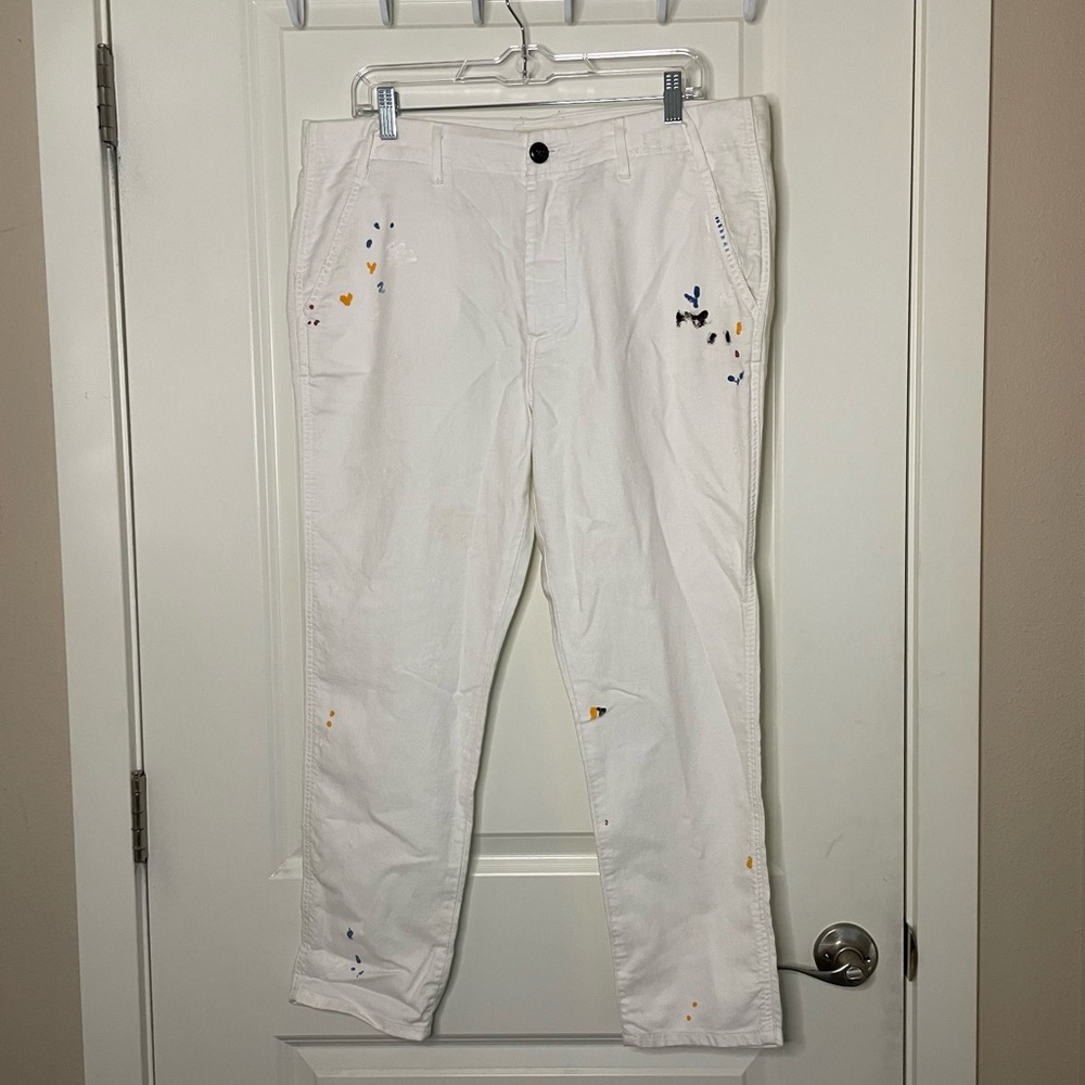 White purposeful paint splatter the great jeans pants